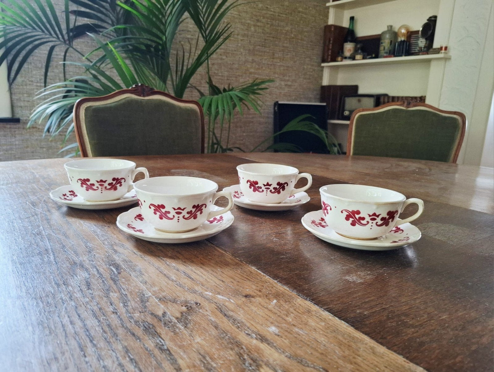 4 koffietassen Boch eikenblad, Antiek en Kunst, Ophalen of Verzenden