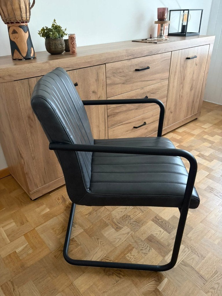 Salon stoelen, Huis en Inrichting, Ophalen, Leer, Zo goed als nieuw, Grijs