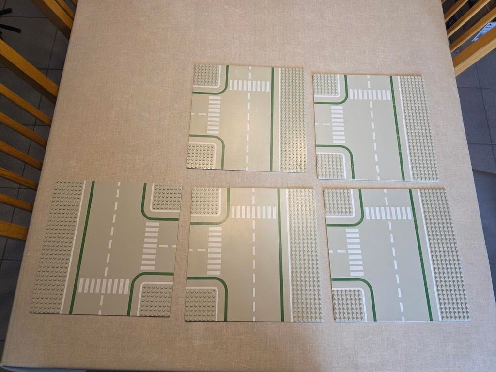 Lego wegplaten T-kruispunt set 5 stuks (vintage), Ophalen of Verzenden, Lego