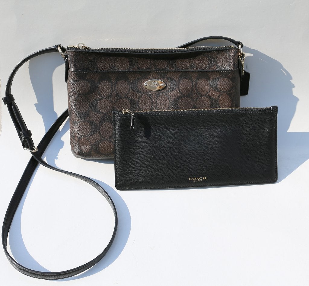 Joli sac à bandoulière Coach Signature, Enlèvement ou Envoi, Comme neuf, Brun, Sac à bandoulière
