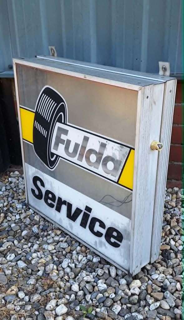 Vintage Fulda Service lichtbak reclamebord️⛽️, Ophalen, Gebruikt, Lichtbak of (neon) lamp