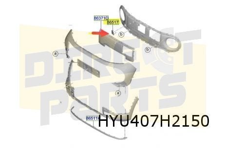 Hyundai Inster (1/25-) sleepoogkap voorbumpergrille Originee, -, -, Nieuw, Bumper