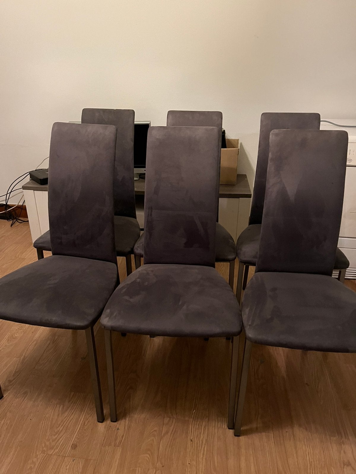 6 velvet Stoelen, Enlèvement, Comme neuf