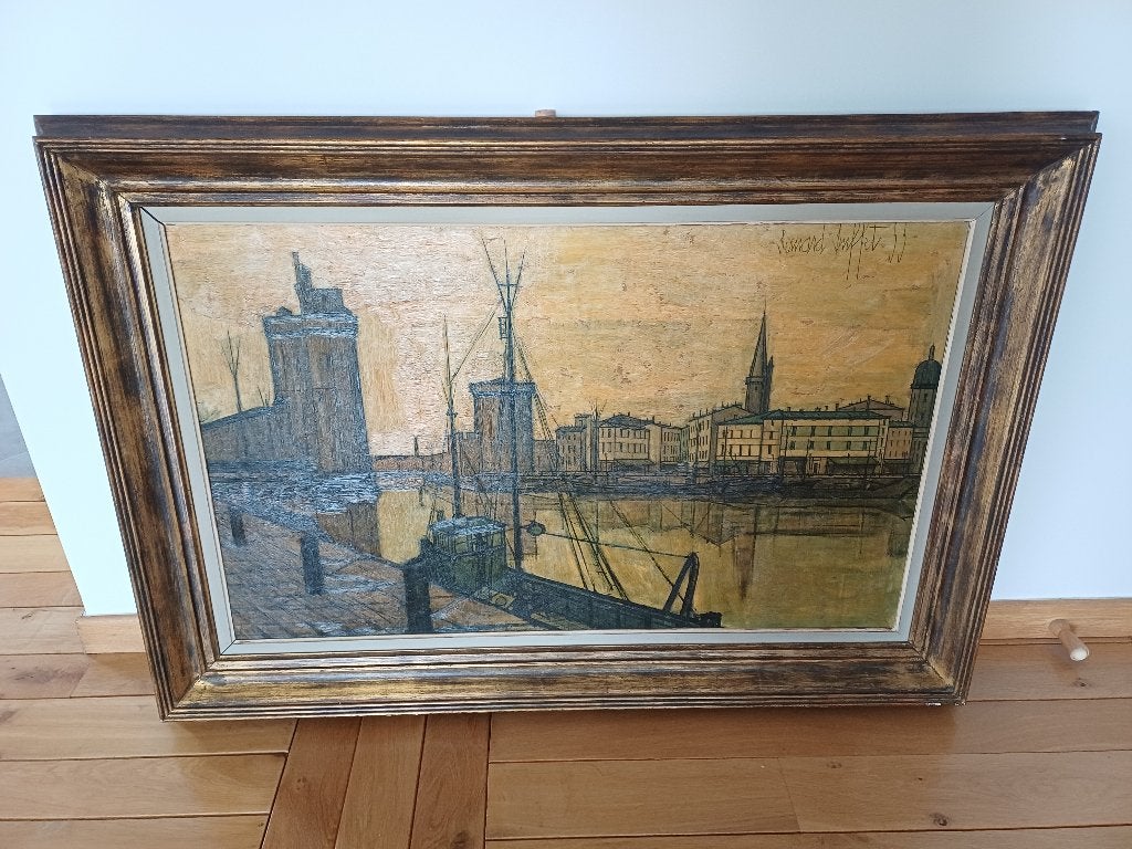 Bernard Buffet La Rochelle Impression sur toile, Antiquités & Art, Impression offset, Paysages, Enlèvement, Encadré