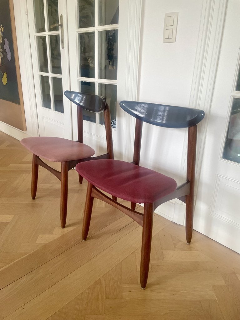 Paire de chaises mid-century style scandinave, Huis en Inrichting, Stoelen, Gebruikt, Twee, Hout, Bruin, Ophalen