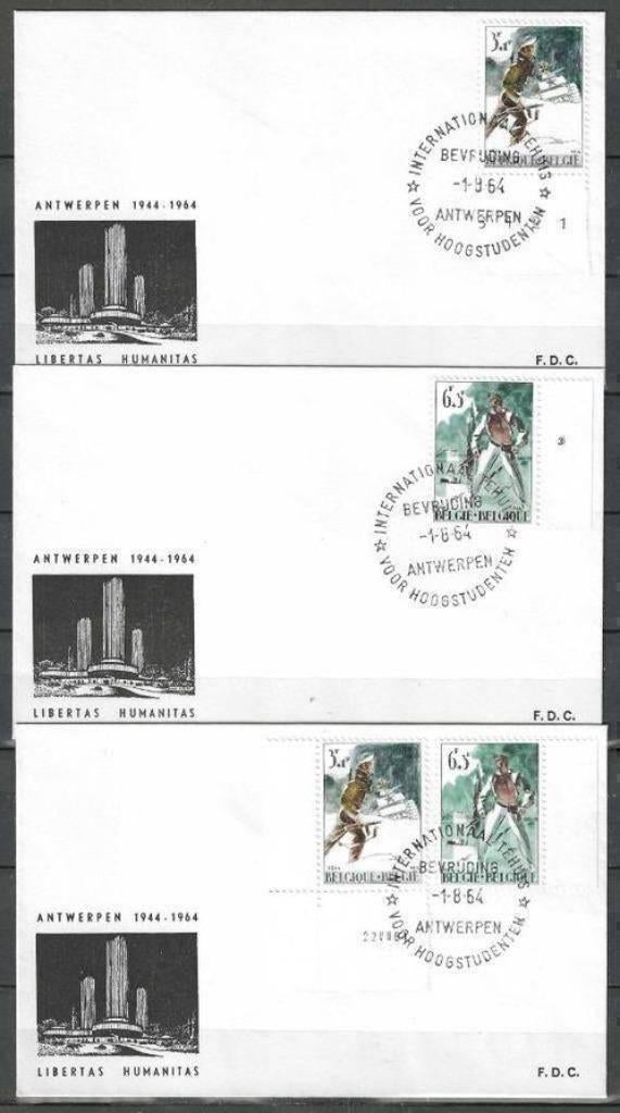 Belgique 1964 - Yvert 1296-1297 - Partis de la libérati (ST), Envoi, Affranchi, Oblitéré
