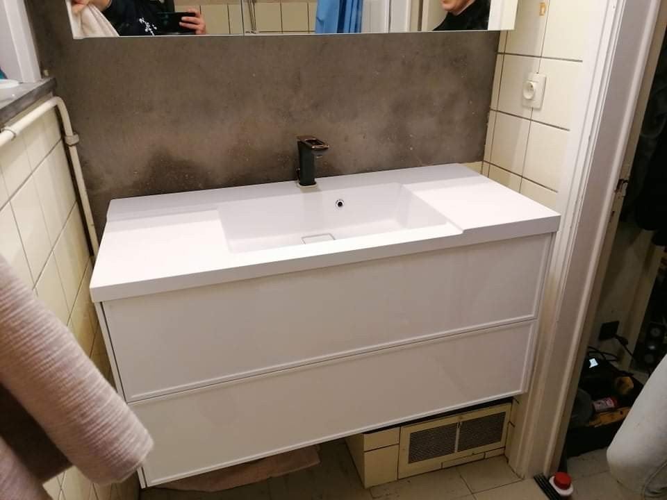 badkamermeubel + spiegelkast, Huis en Inrichting, Ophalen, Spiegelkast, 100 tot 150 cm, Zo goed als nieuw