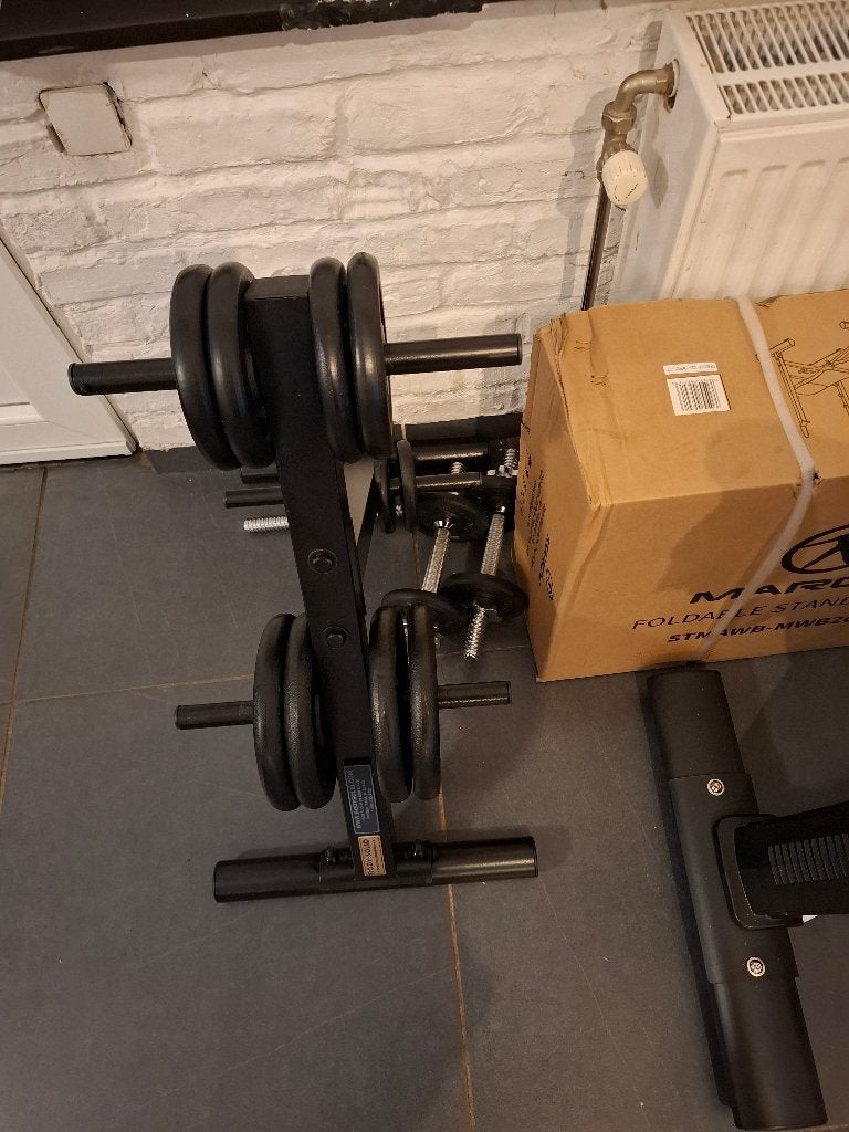 Kit Musculation Marcy 50kg + Support Disques, Sports & Fitness, Enlèvement, Neuf, Haltère