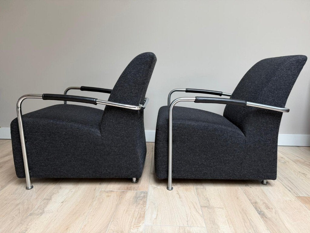 Gelderland 6420 – set van 2 - als nieuw, Huis en Inrichting, Fauteuils, Zo goed als nieuw, Metaal, Stof, 50 tot 75 cm, 75 tot 100 cm