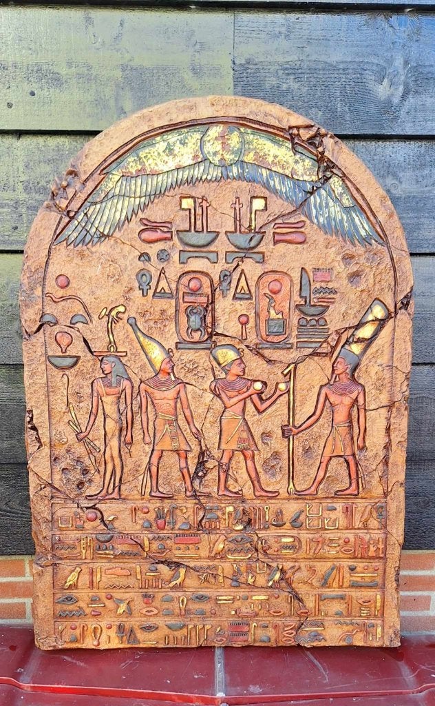 2 x fraai gedetailleerde Egyptische ceremoniële panelen., Ophalen, 120 cm, Meerkleurig, Zo goed als nieuw
