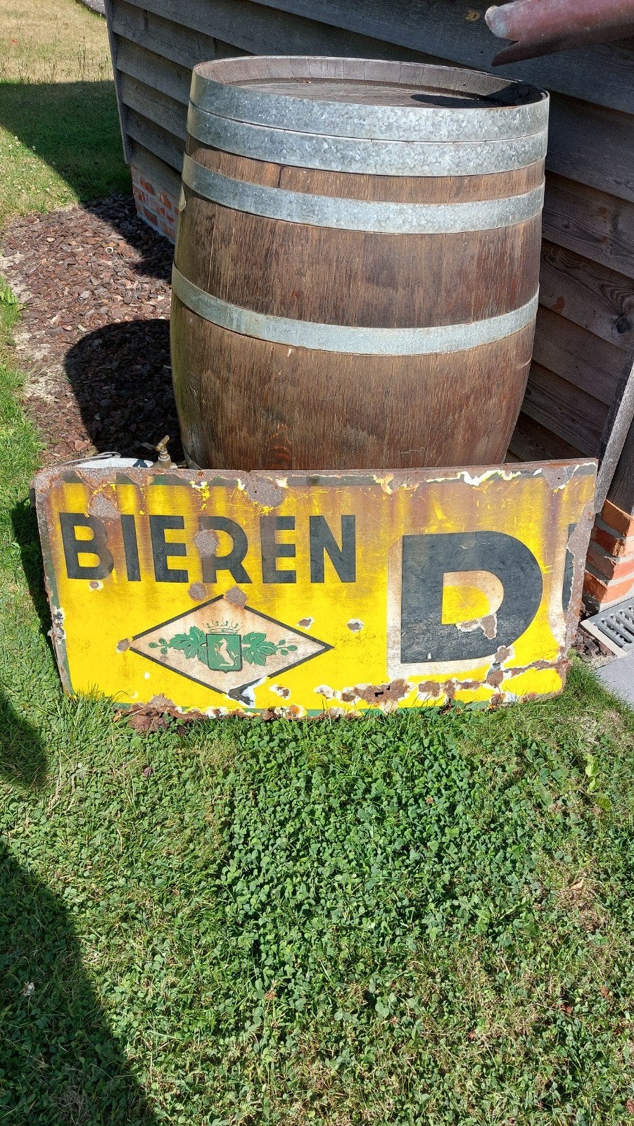 Restant van emaillebord brouwerij Dubois Lebbeke, Verzamelen, Merken en Reclamevoorwerpen, Ophalen, Gebruikt, Reclamebord