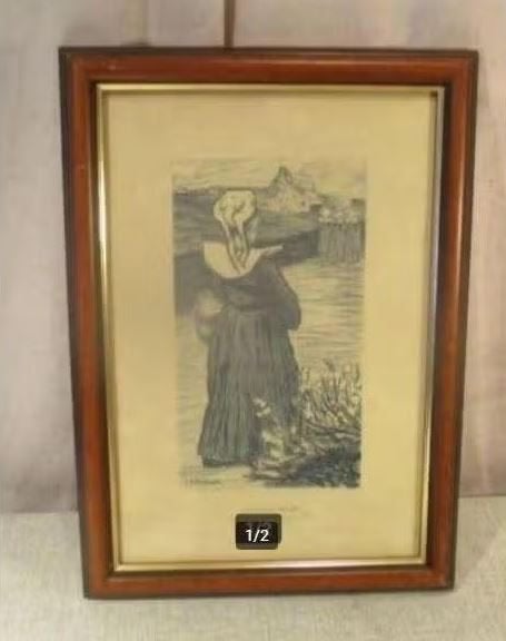 Belle gravure ancienne 'Le Retour du Marchee' - L B Delfosse, Antiquités & Art, Art | Eaux-fortes & Gravures, Enlèvement ou Envoi