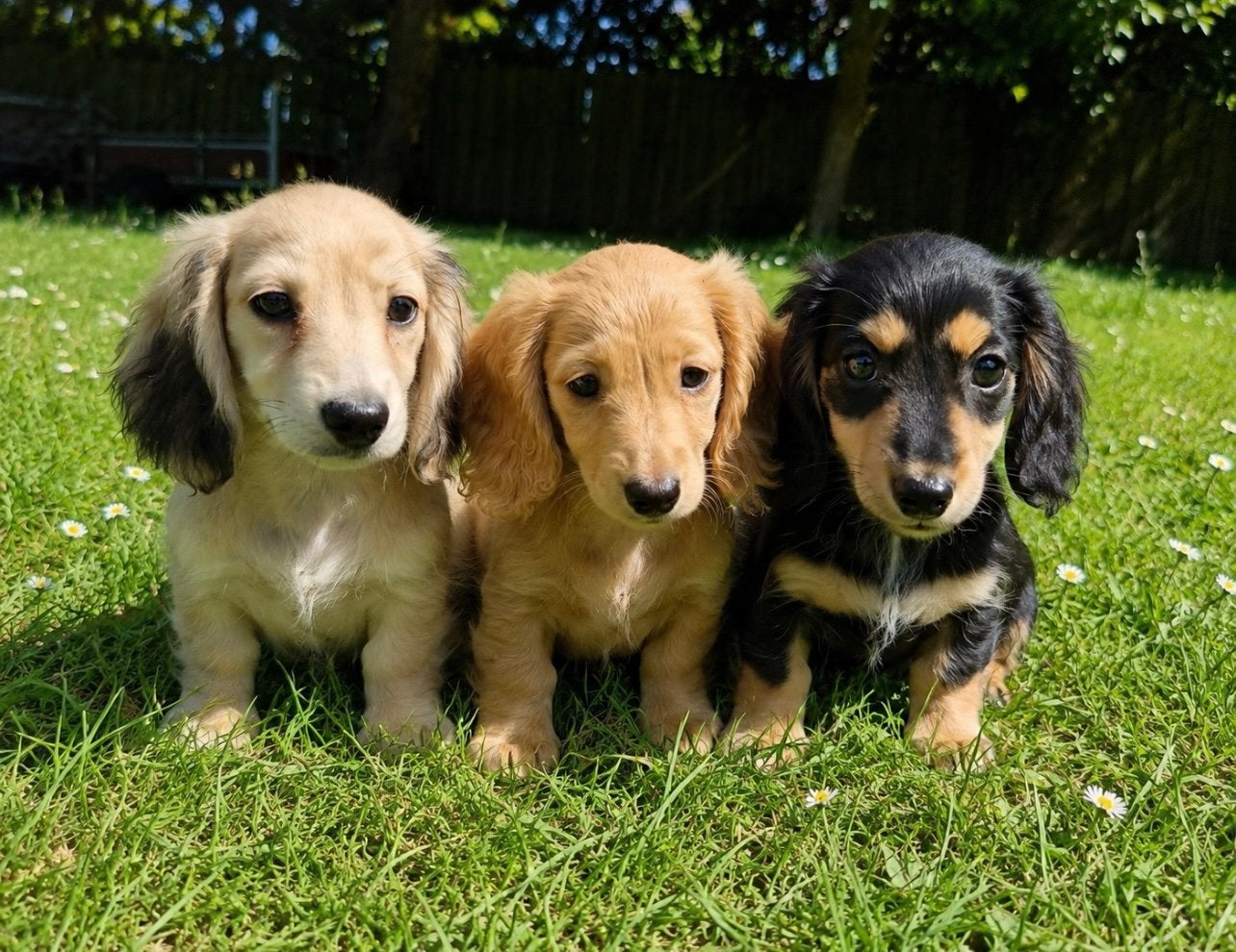 teckel pups,dwerg,red cream,shaded cream,black-tan,langhaar, Hépatite contagieuse (maladie de Rubarth), Chienne, Belgique, Poils longs