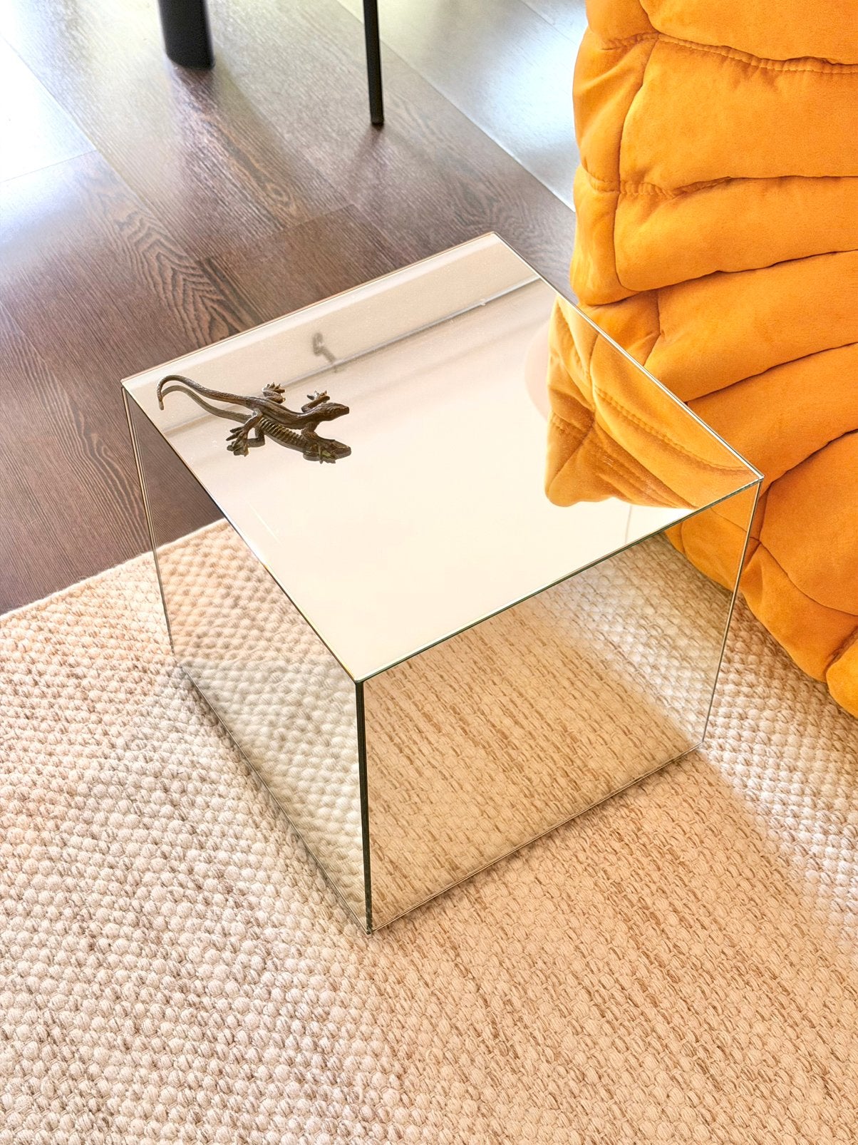 Petite table basse d’appoint cube miroir 1980, Minder dan 50 cm, Vierkant, Minder dan 50 cm, Minder dan 50 cm