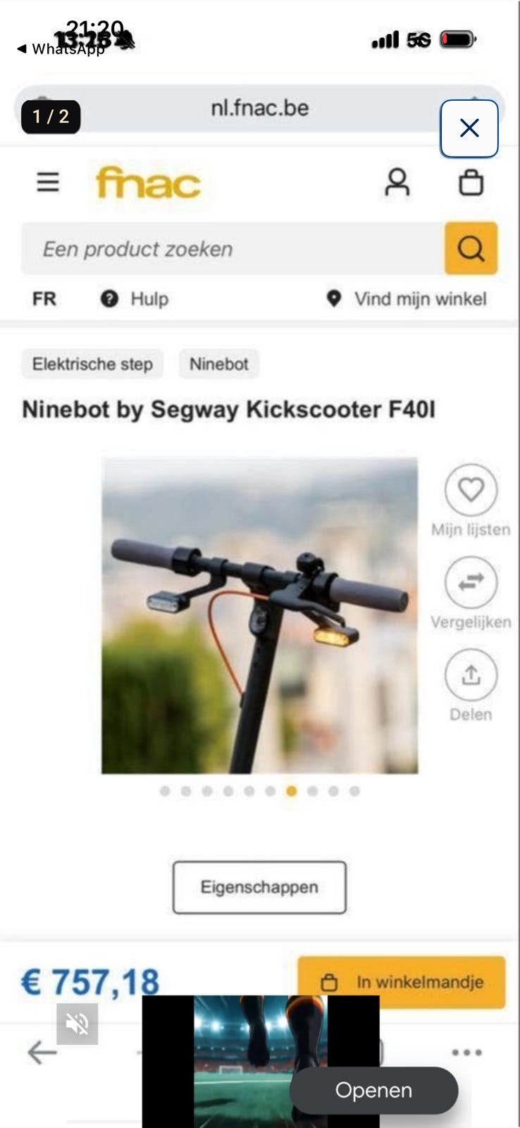 Ninebot segway, Vélos & Vélomoteurs, Trottinettes, Enlèvement, Comme neuf