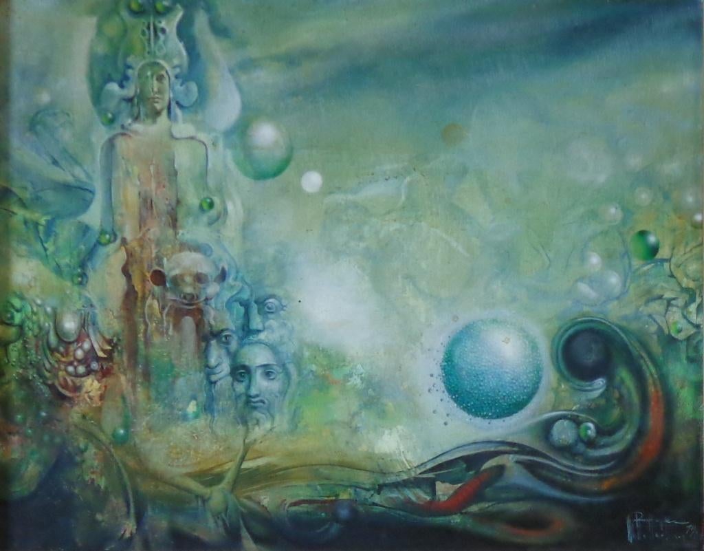 ROGER VAN BELLEGHEM / STANDBEELD / OLIEVERF DOEK / 64x75cm, Enlèvement, Signé, Peinture à l'huile