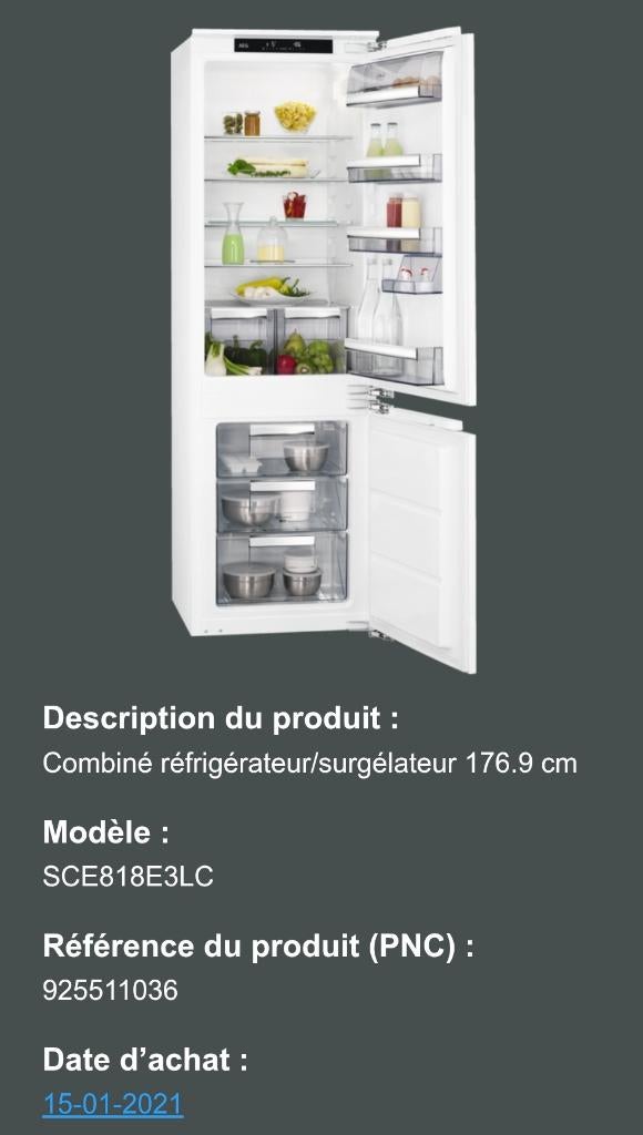 Frigo Aeg à reparer, Electroménager, Réfrigérateurs & Frigos, Enlèvement