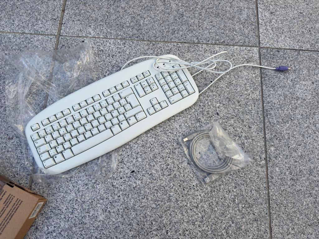Vintage toetsenbord PS/2 - retro PC keyboard in wit., Ophalen, Azerty, Nieuw, Bedraad
