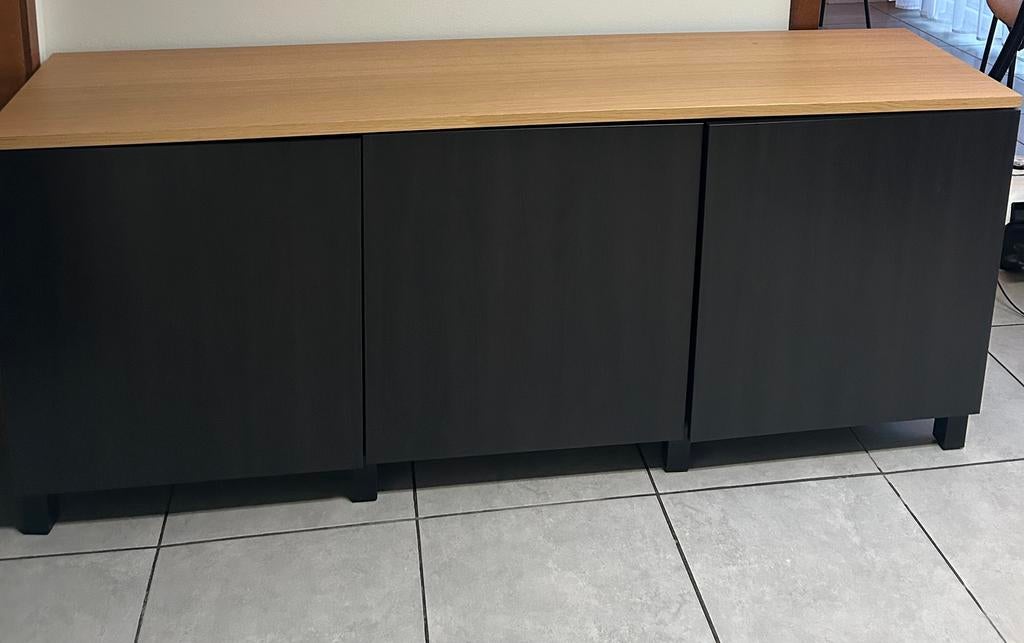 Kast - BESTA - zwart, Ophalen, 150 tot 200 cm, 25 tot 50 cm, Gebruikt