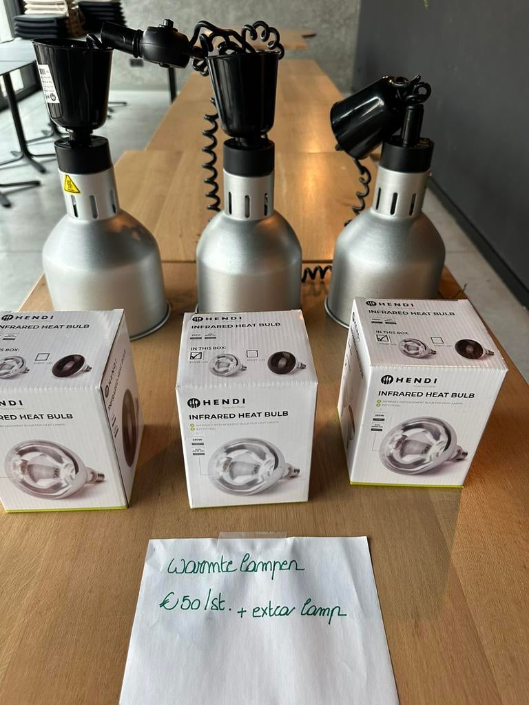 3 warmtelampen met extra lamp, Zakelijke goederen, Ophalen, Gebruikt, Fornuis, Frituur en Grillen