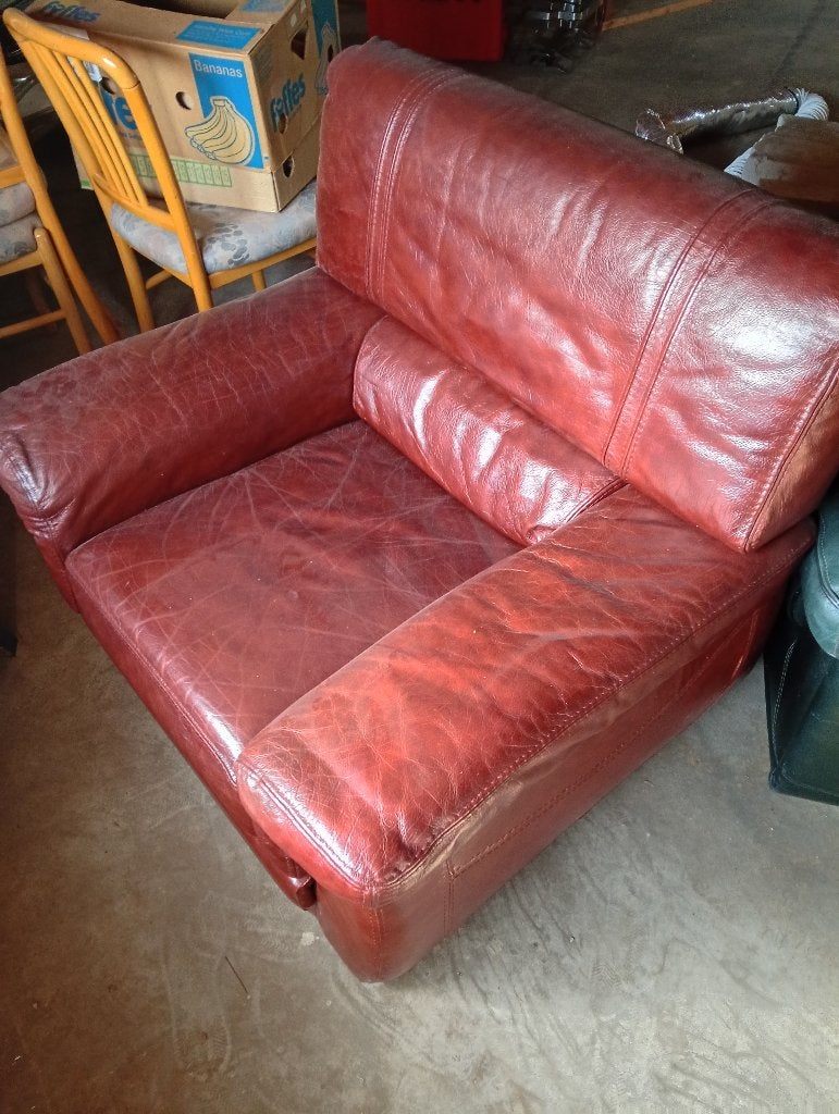 Fauteuil marron vintage, Maison & Meubles, 125 à 150 cm, Vintage, Enlèvement, Utilisé