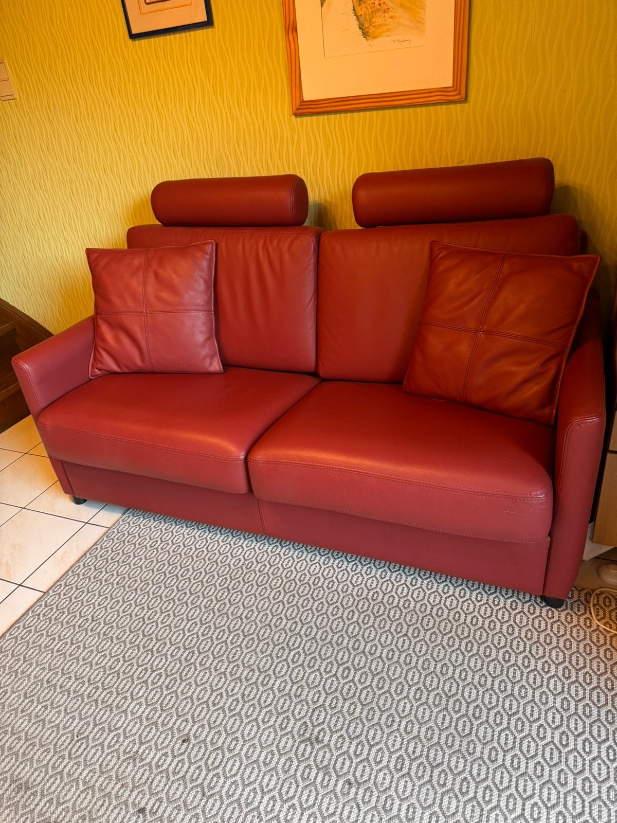 Zetelbed in leder, Huis en Inrichting, Ophalen, Zo goed als nieuw, Leer