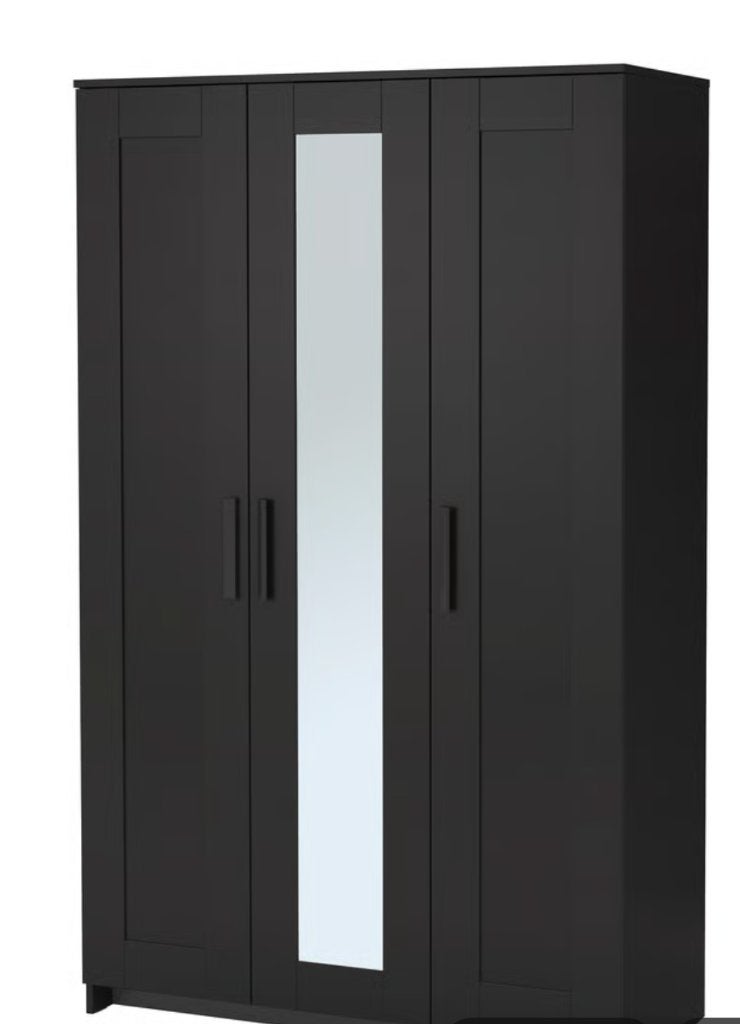 IKEA Kledingkast (Zwart) met Spiegeldeur – Mag snel weg, Huis en Inrichting, Ophalen, Gebruikt, 100 tot 150 cm, Scandinavisch
