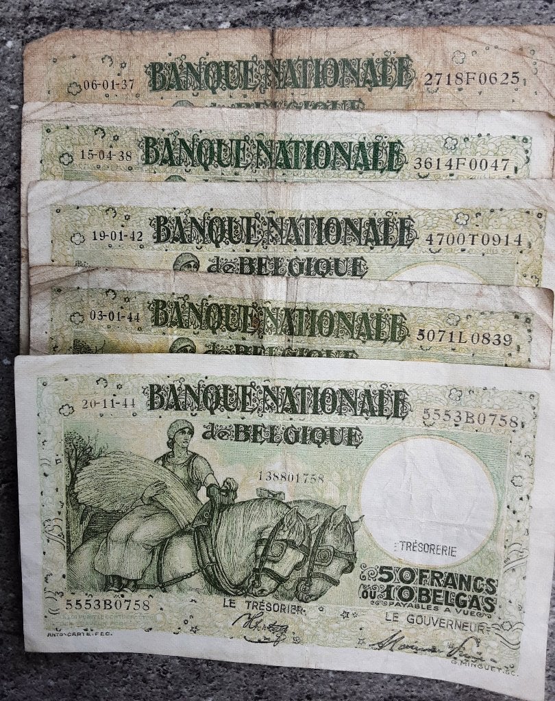 België 5 x 50 Frank/10 Belga LA#BFB-43 zie beschrijving, Postzegels en Munten, Ophalen of Verzenden, Setje
