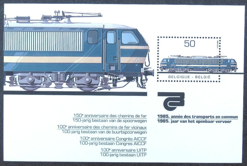 1985 - anniversaires ChemFer - BE BL61, Verzenden, Frankeerzegel, Postfris, Treinen