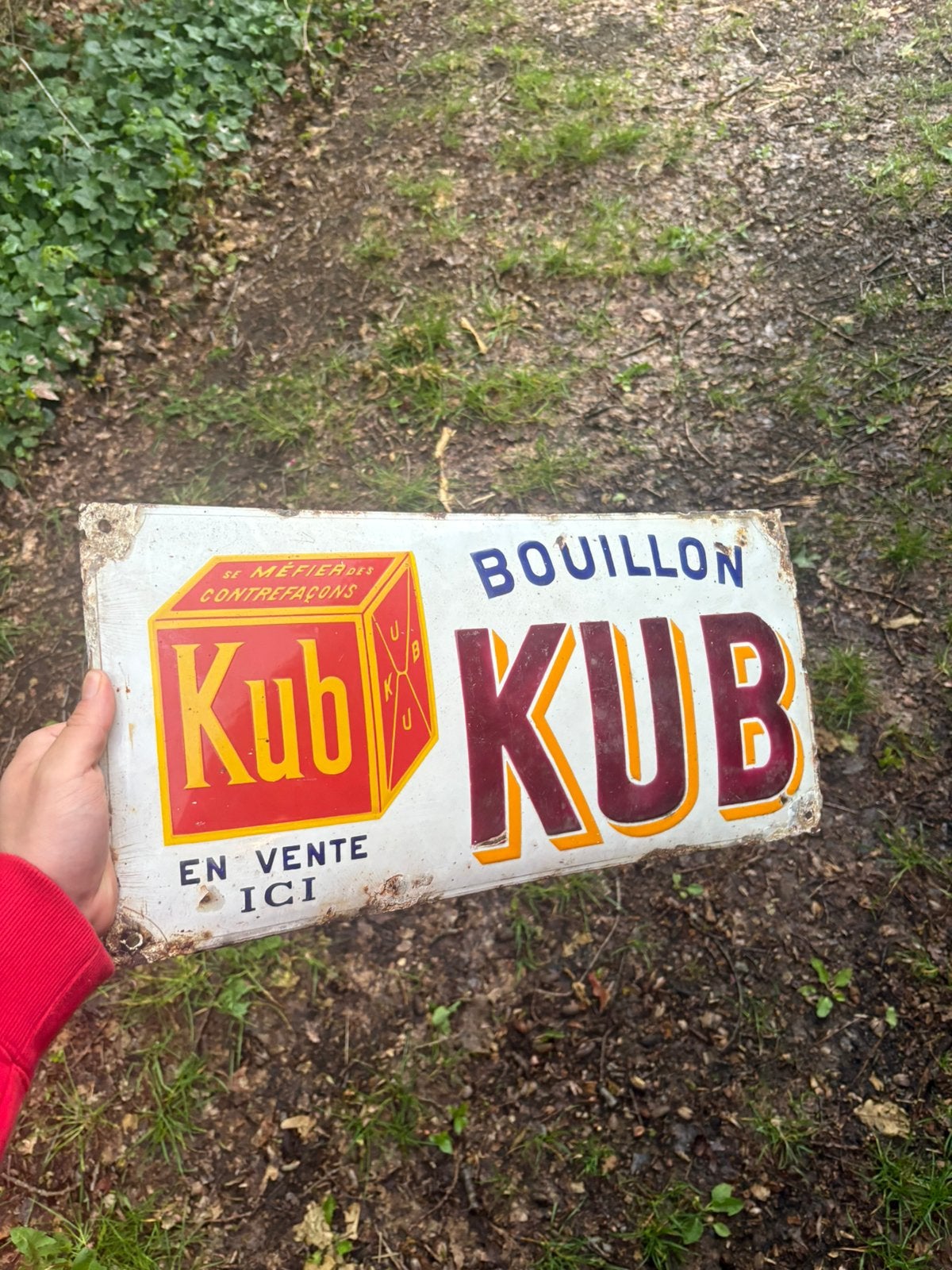 Emaille Kub, Ophalen of Verzenden, Zo goed als nieuw, Reclamebord