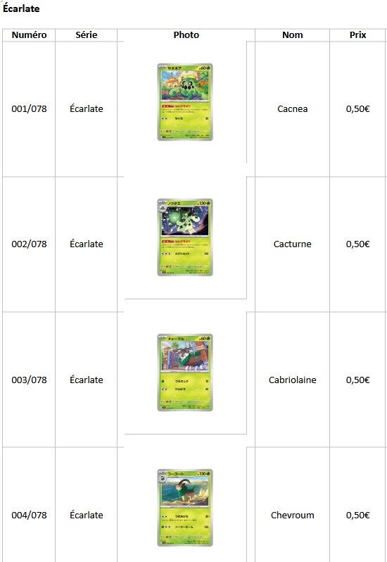 Cartes Pokémon Écarlate (japonaises), Enlèvement, Comme neuf, Plusieurs cartes