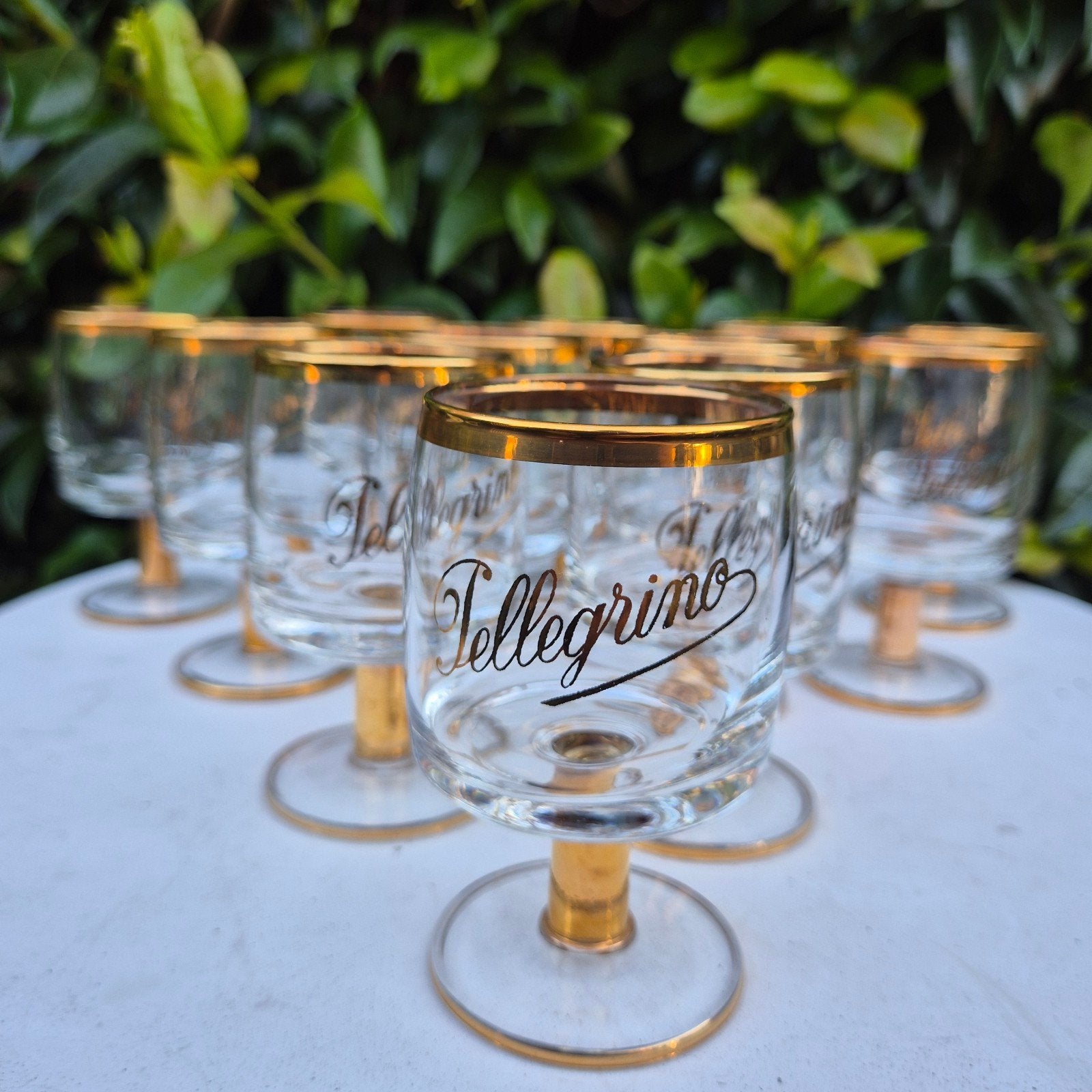 Verre à vin vintage Pellegrino avec lettres dorées, 12 pièce, Enlèvement