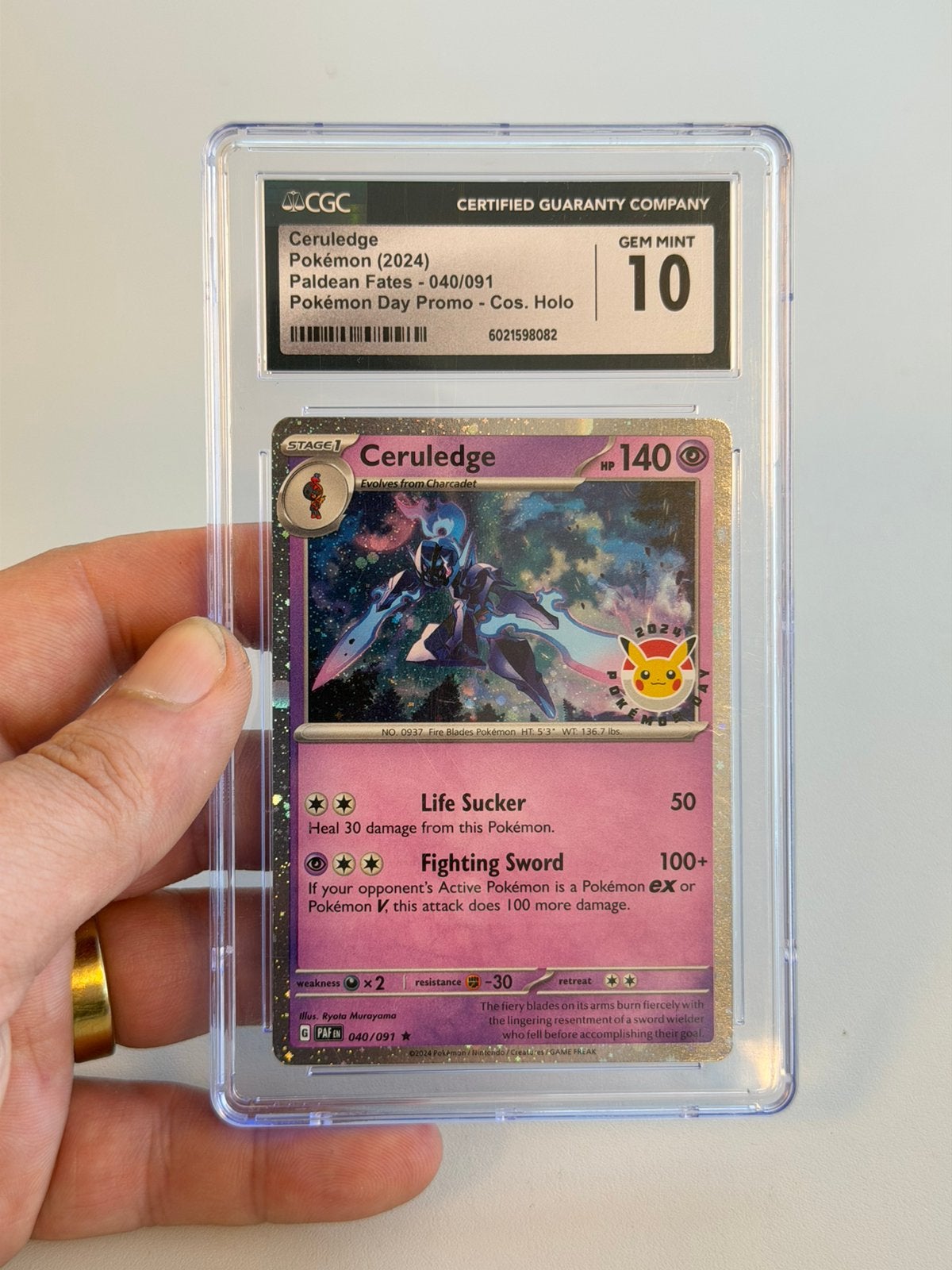 Pokémon Ceruledge 040/091 CGC 10 Pokémon Day Promo HOLO 040, Enlèvement ou Envoi, Neuf, Cartes en vrac, Foil