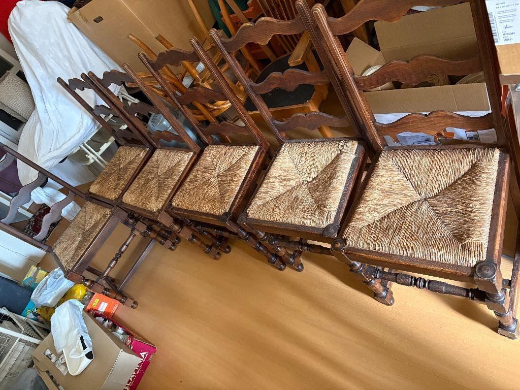 6 Eiken stoelen met rieten zitvlak, Antiek en Kunst, Ophalen