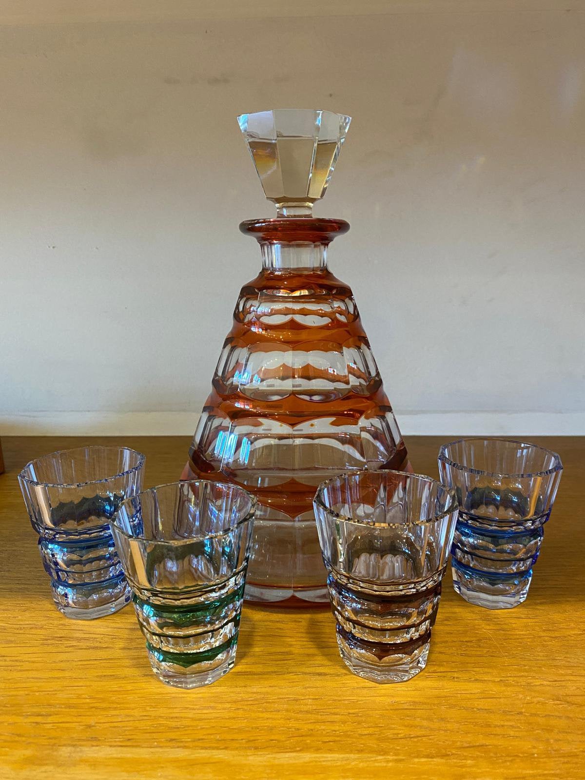 Carafe en cristal Val-Saint-Lambert et ses 4 godets, Antiquités & Art, Enlèvement