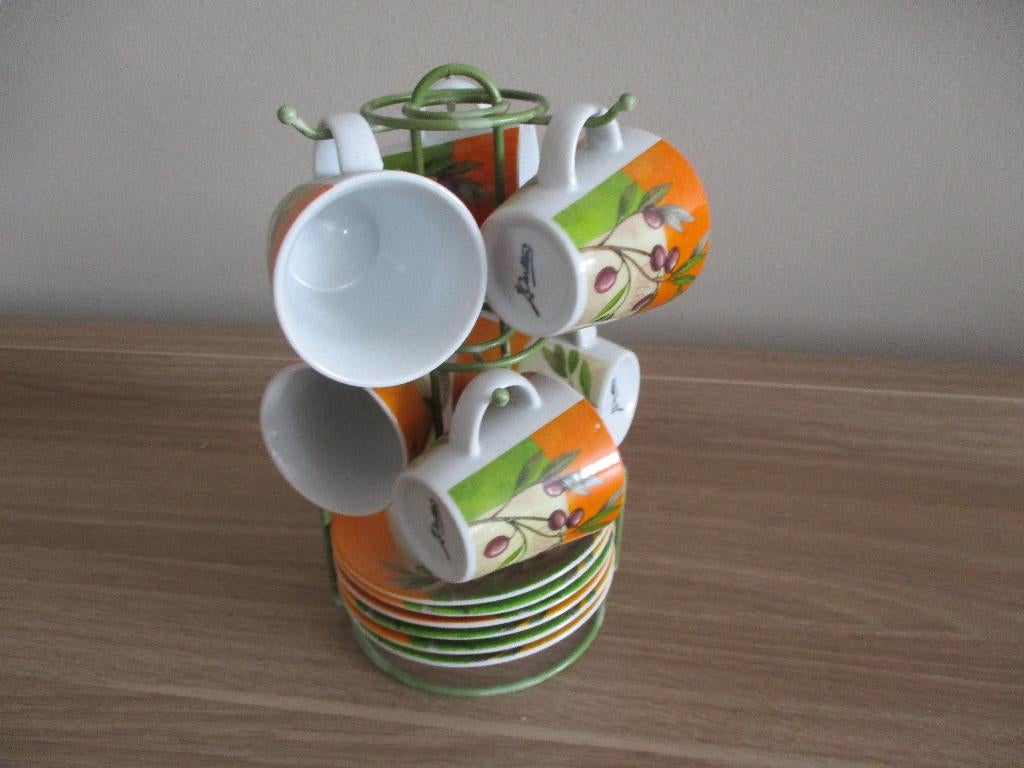 espresso servies met houder, Huis en Inrichting, Ophalen, Zo goed als nieuw, Overige stijlen, Kop(pen) en/of Schotel(s)