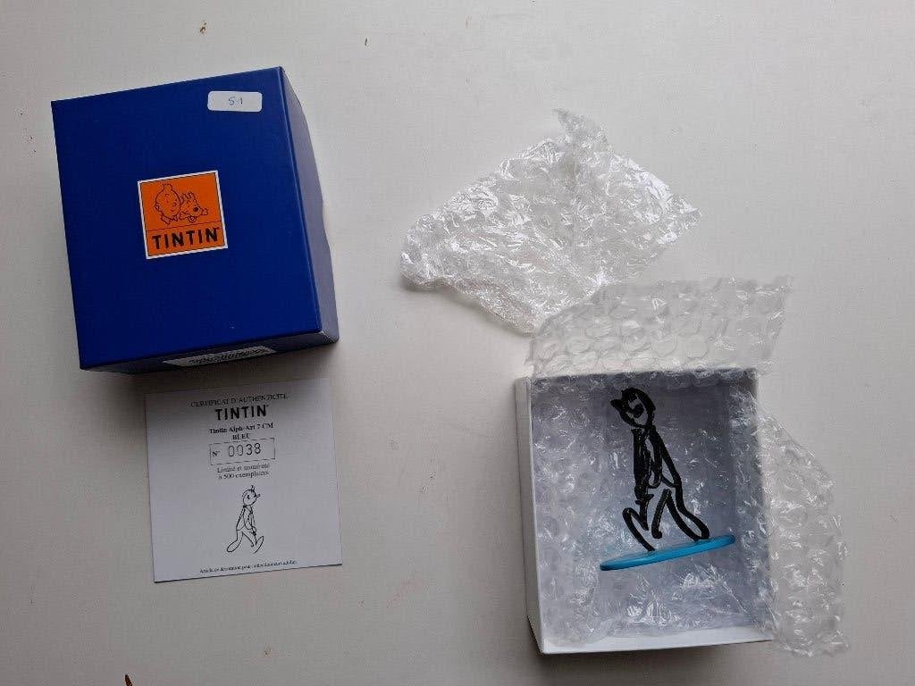 FIGURINE PIXI "TINTIN ALPH ART" SOCLE BLEU BOITE + CERTIF, Enlèvement ou Envoi, Comme neuf, Autres types