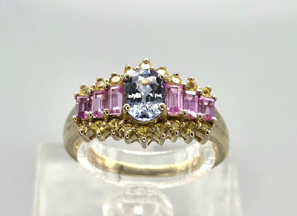 Gouden Vintage ring met edelstenen saffier. 2026/254, 18 tot 19, Overige kleuren, Ophalen of Verzenden, Zo goed als nieuw