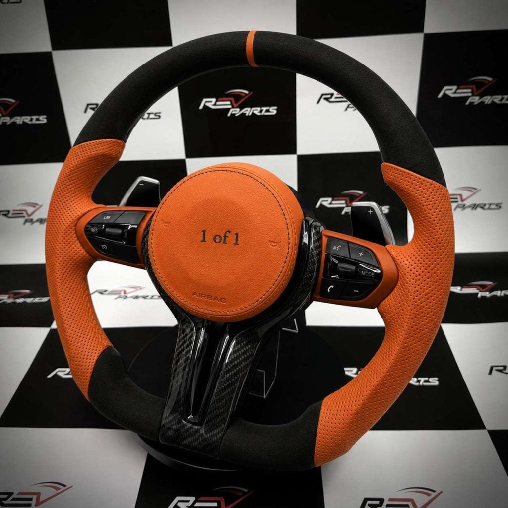 Volant BMW F et E carbone orange personnalisé, Autos : Pièces & Accessoires, Enlèvement ou Envoi, Neuf, BMW