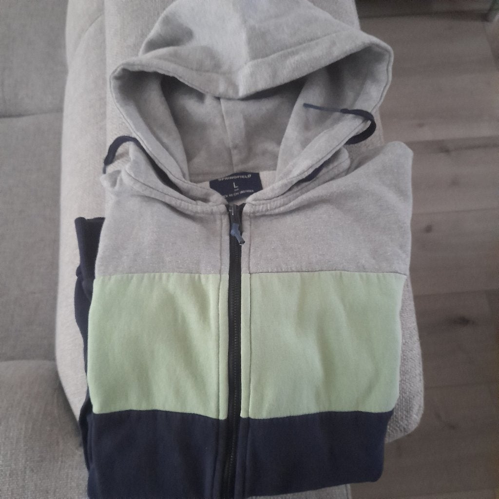 Sweat à capuche Springfield taille L gris, vert, bleu, Enlèvement ou Envoi, Porté, Taille 52/54 (L), Gris
