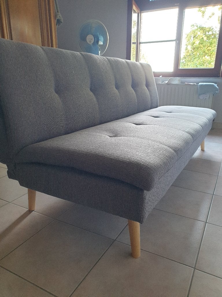 Zetelbed Stof Grijs, Ophalen, Eenpersoons, 190 cm of minder, Zo goed als nieuw