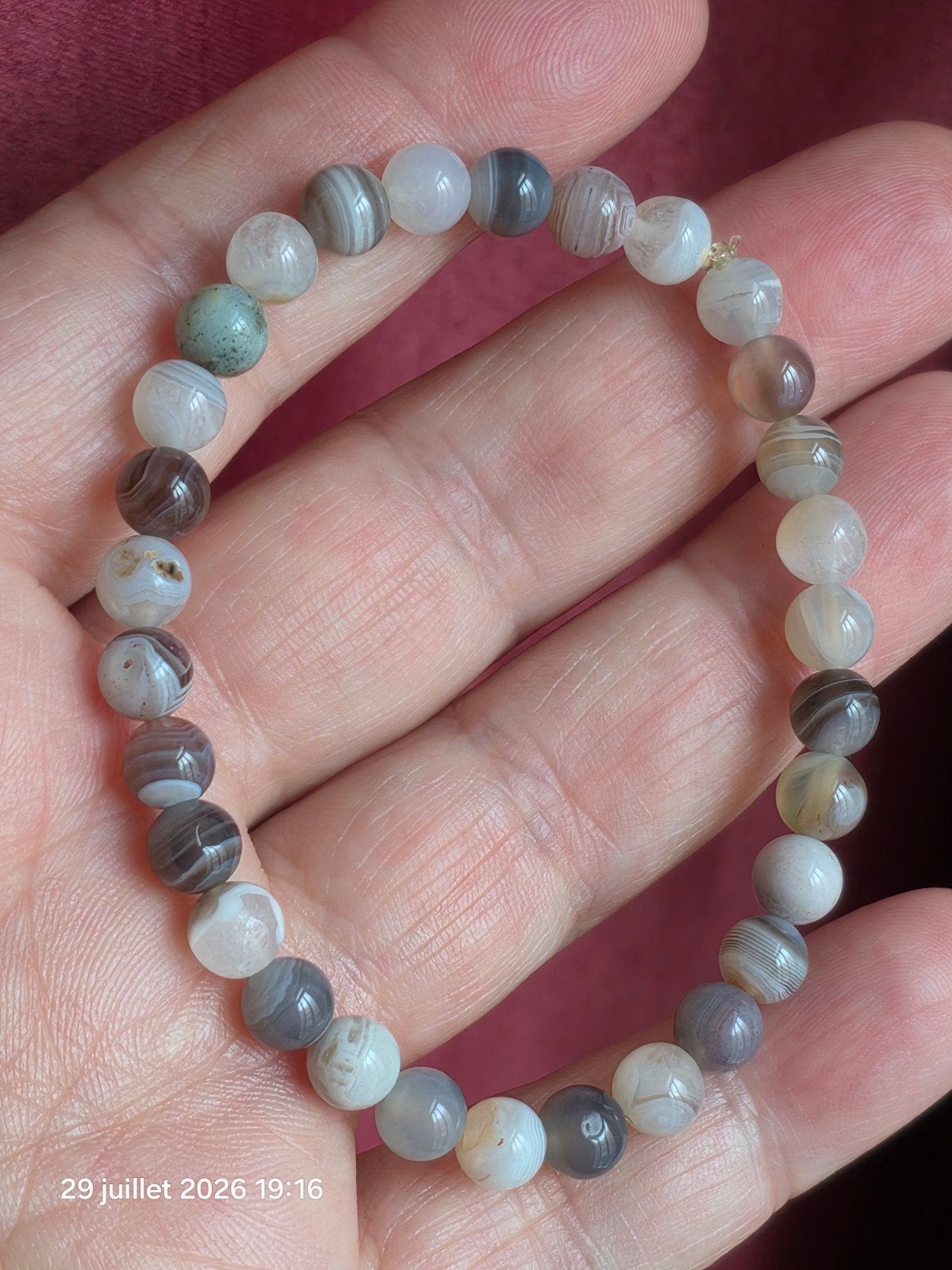 Bracelet élastique avec agate de Botswana, Bijoux, Sacs & Beauté, Bracelets, Enlèvement, Neuf, Élastique, Avec pierre précieuse