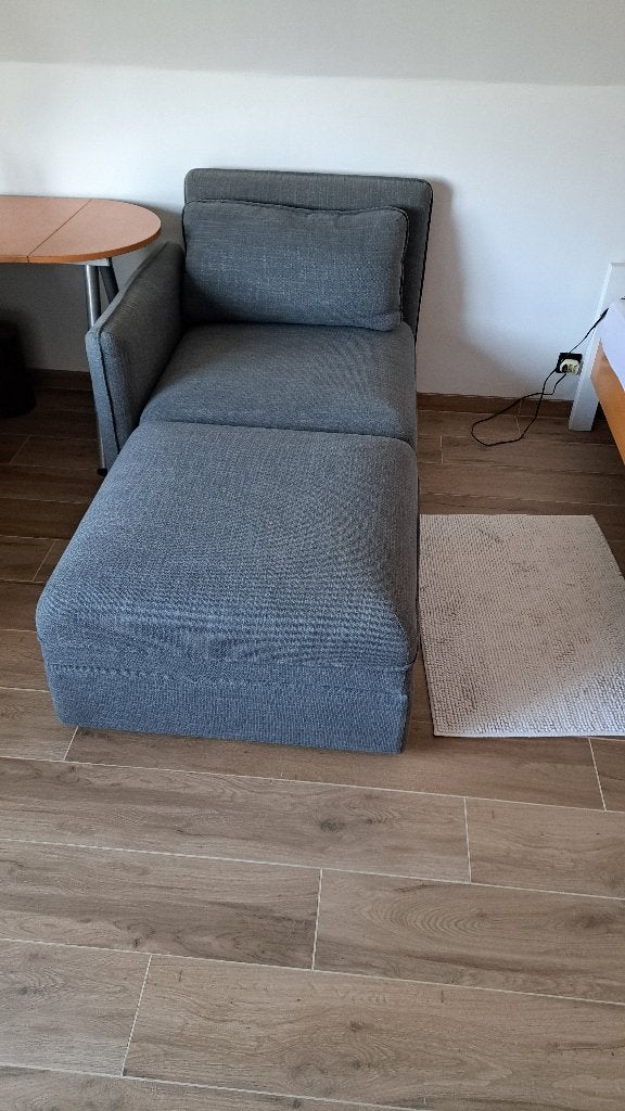 Zitbank + poef in uitstekende staat, 75 à 100 cm, Moins de 150 cm, Enlèvement, Une personne