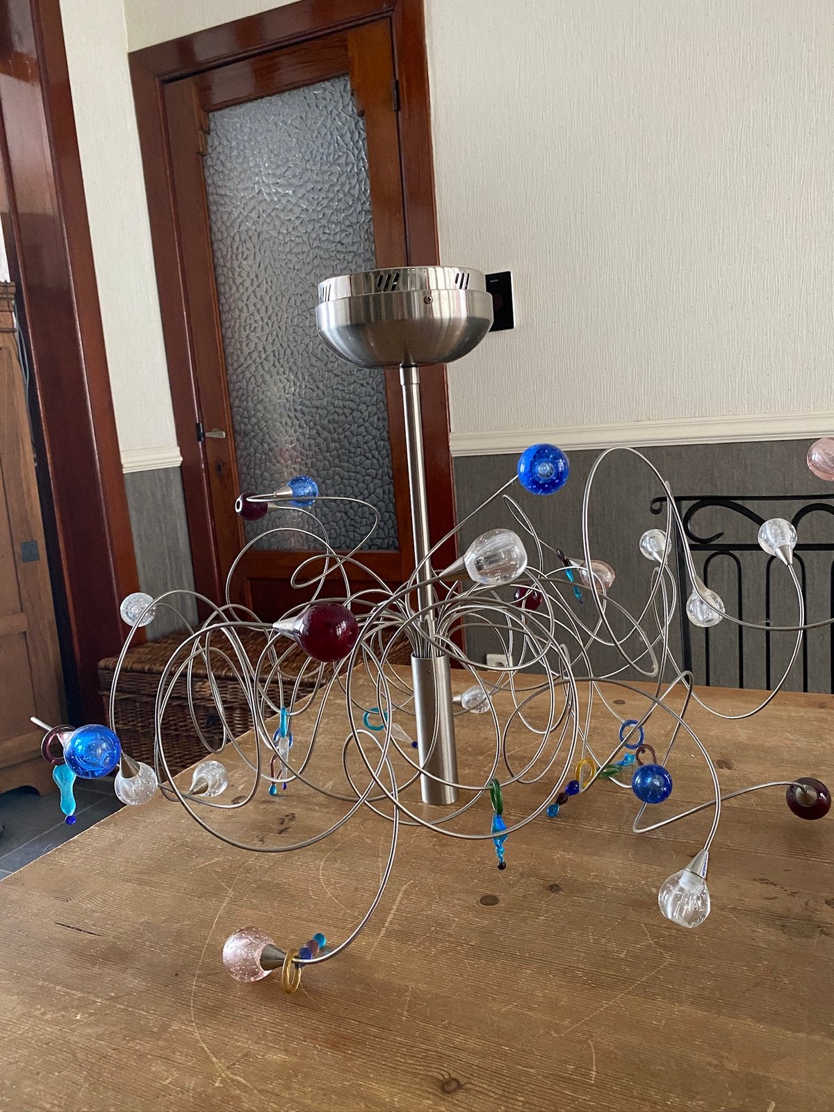 Rare grand plafonnier Harco Loor « Strawberry », Huis en Inrichting, Ophalen, Gebruikt, Glas, Années 80/90
