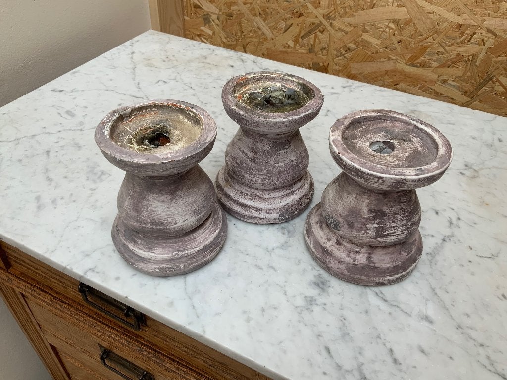 Kaarsenhouder, Ophalen, Gebruikt, 13 cm, Grijs