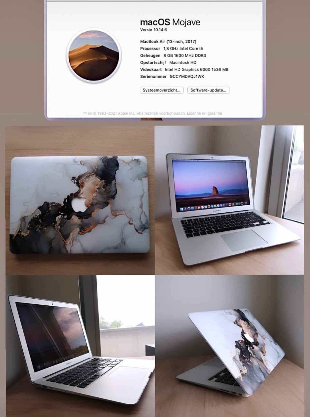 MacBook Air, Computers en Software, Chromebooks, 13 inch, 8 GB, Ophalen of Verzenden, Zo goed als nieuw