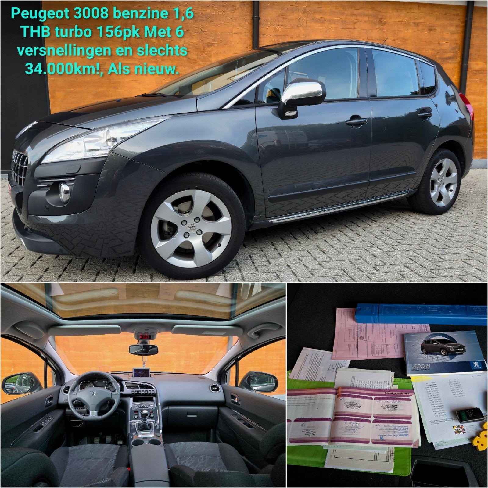 Peugeot 3008 slechts 34k 1.6 turbo 156pk pano headup benzine, Autos, Achat, Boîte manuelle, Noir, 5 portes