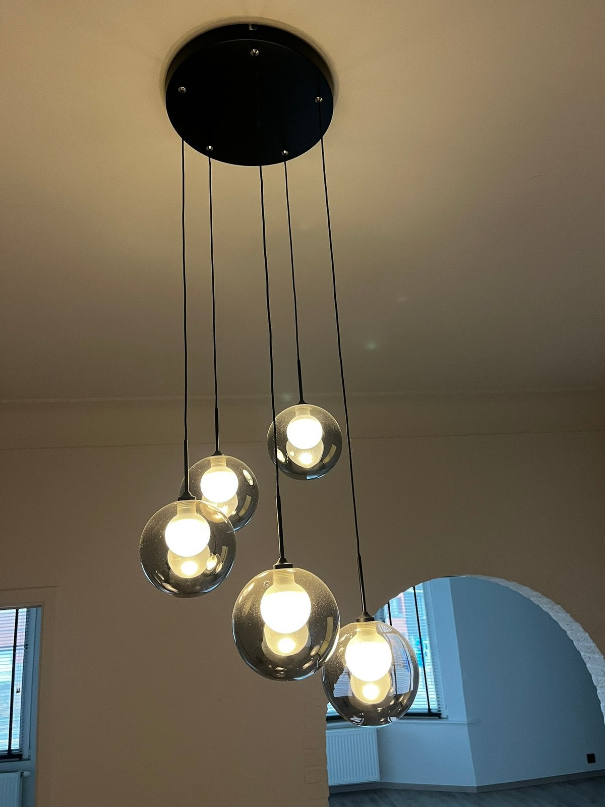 Prachtige luster met verstelbare lampen, Ophalen, Zo goed als nieuw