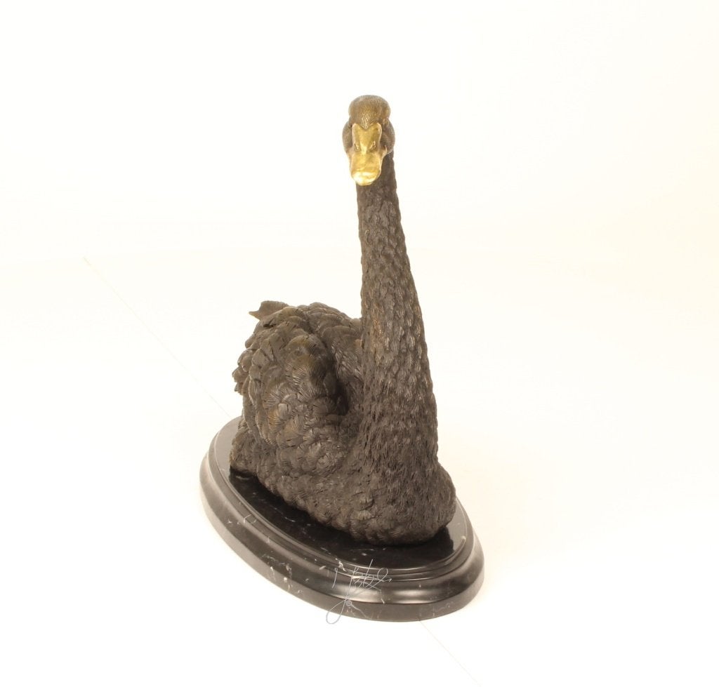 Élégante statue en bronze d'un cygne — Art  classique, Statue, Enlèvement ou Envoi, Brun, Art nouveau