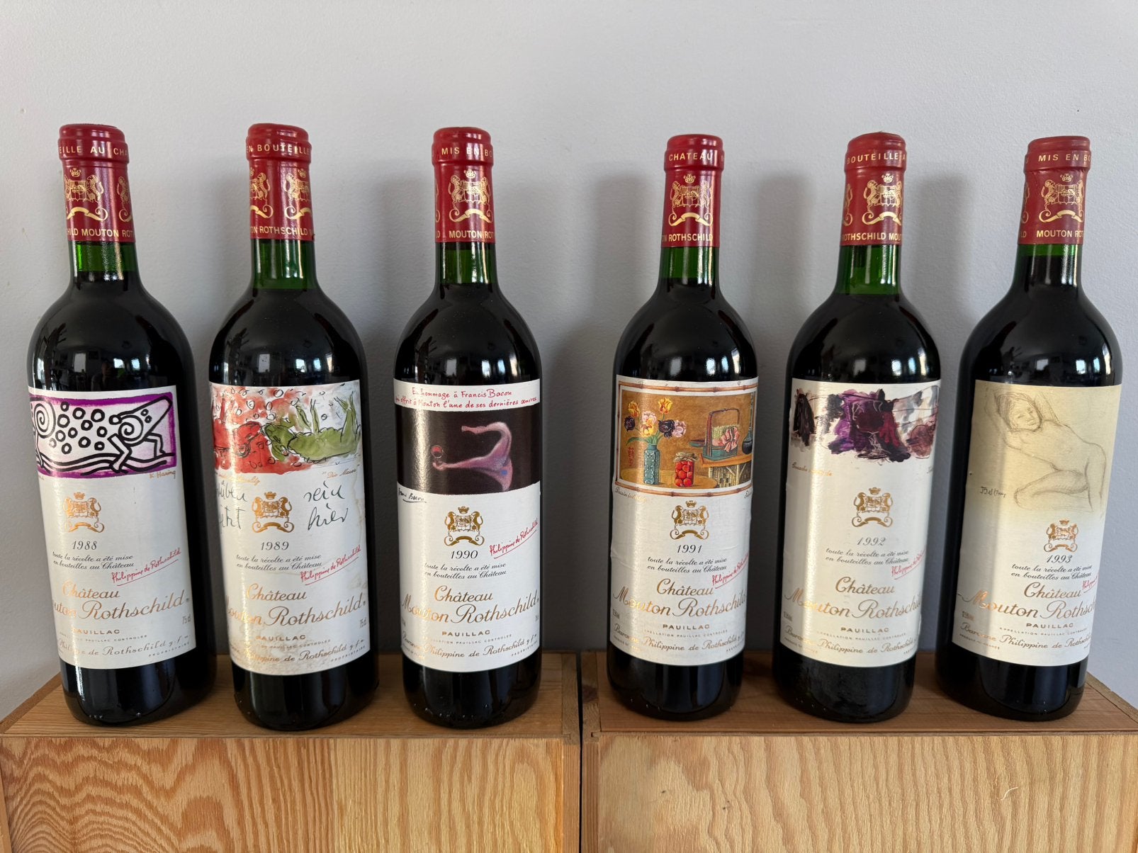 Chateau Mouton Rotschild 1988 tot 1993, Verzamelen, Wijnen, Zo goed als nieuw, Ophalen
